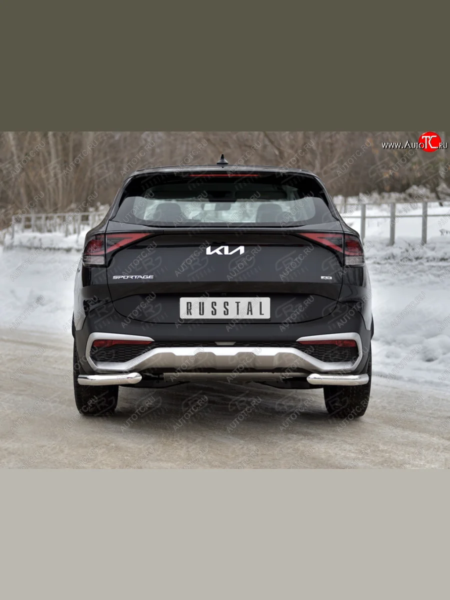 Защита заднего бампера (уголки из трубы, d63мм.) SLITKOFF  KIA Sportage (2021-2025) 5 NQ5  с доставкой в г. Самара