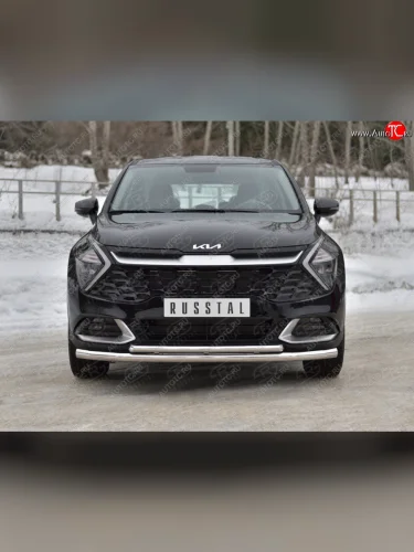 Защита переднего бампера (кроме STYLE и X-LINE, две трубы, d63+42мм.) SLITKOFF KIA Sportage  5 NQ5 (2021-2025)