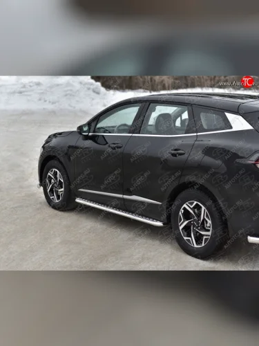 Защита порогов (кроме STYLE и X-LINE, труба d42мм.) SLITKOFF (Лист алюминий/профиль сталь) KIA Sportage  5 NQ5 (2021-2025)