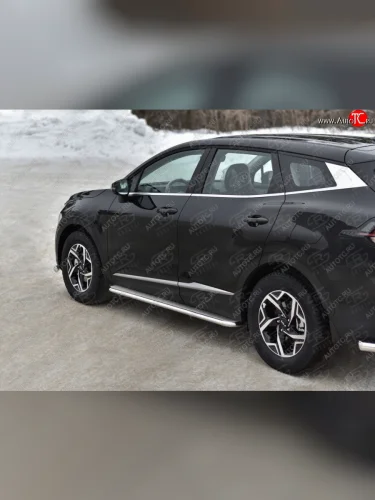 Защита порогов (кроме STYLE и X-LINE, труба d42мм.) SLITKOFF (Лист и профиль нержавейка) KIA Sportage  5 NQ5 (2021-2025)