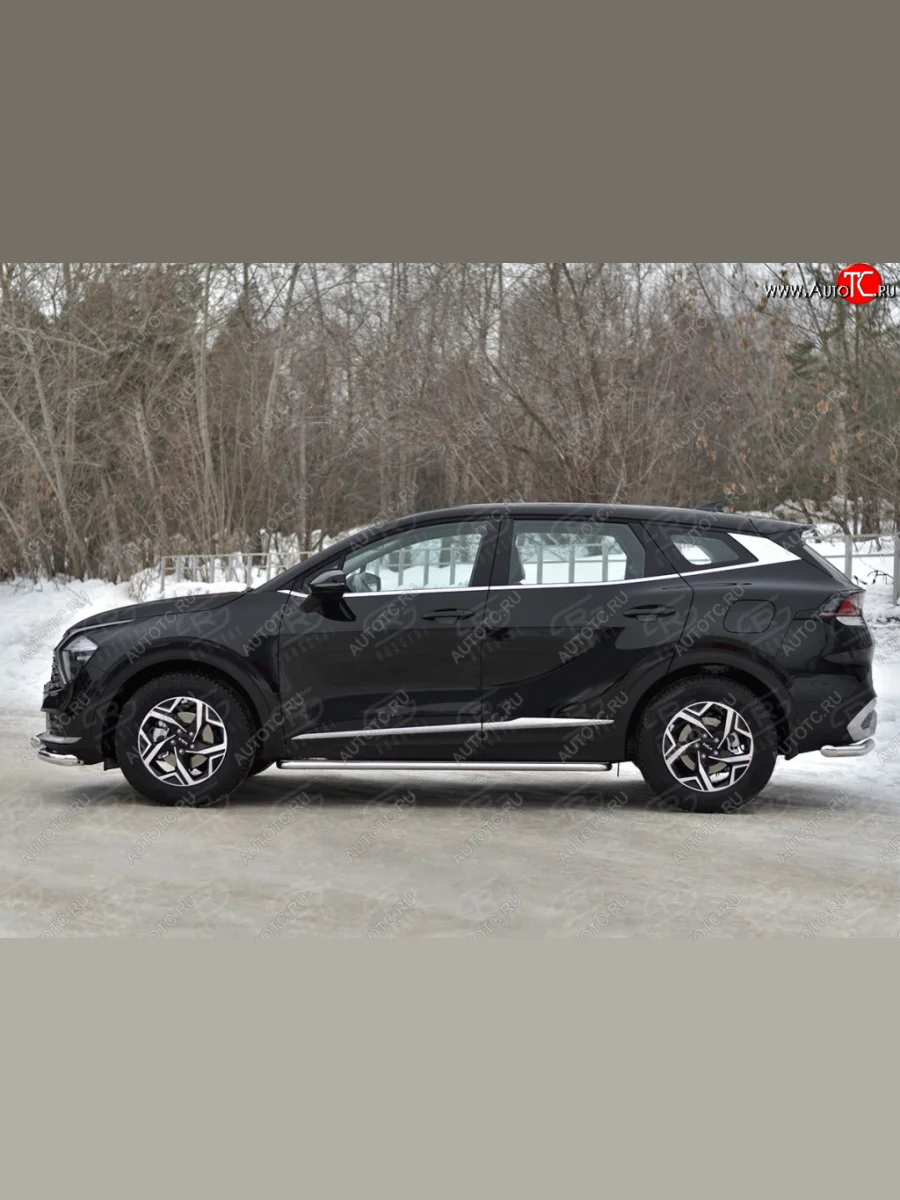 Защита порогов (кроме STYLE и X-LINE, труба d42мм.) SLITKOFF  KIA Sportage (2021-2025) 5 NQ5 (Лист и профиль нержавейка)  в Самаре Самарской области