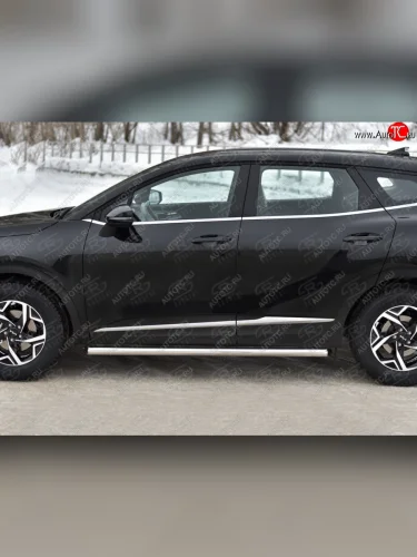Защита порогов (кроме STYLE и X-LINE, труба d63мм.) SLITKOFF (Торцы со срезом 45°) KIA Sportage  5 NQ5 (2021-2025)