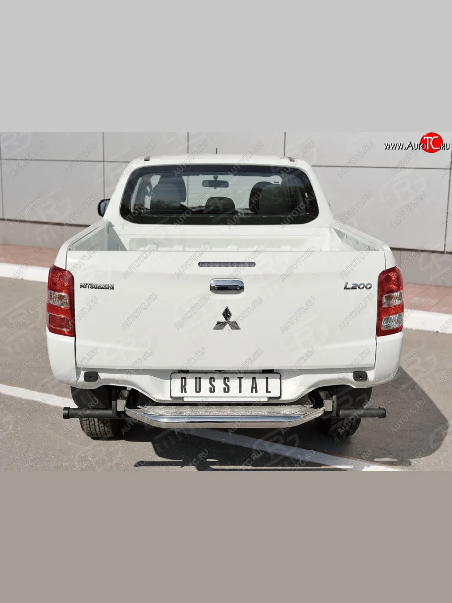 Защита заднего бампера (труба d63 с листом) SLITKOFF Mitsubishi L200 5 KK,KL дорестайлинг (2015-2019) (Лист алюминий/профиль сталь)  с доставкой в г. Керчь