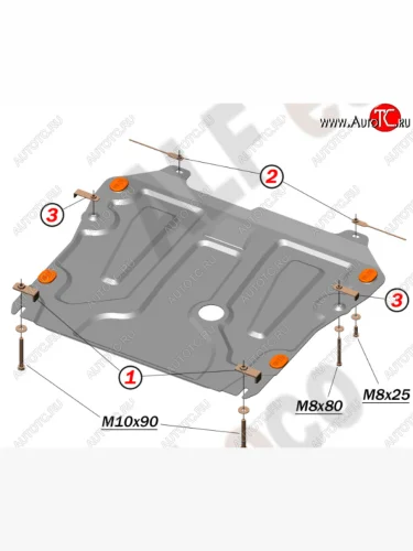 Защита картера двигателя и КПП Alfeco (Алюминий 4 мм) Chevrolet Cruze J308 универсал рестайлинг (2012-2015)