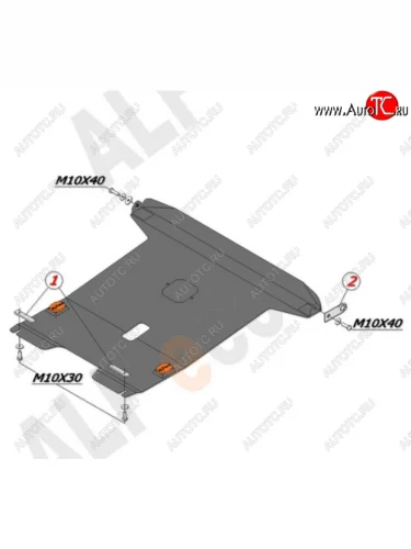 Защита картера двигателя и КПП Alfeco (Алюминий 4 мм) Chevrolet Rezzo (2000-2008)
