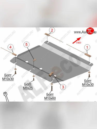 Защита раздатки (V-6,2) Alfeco (Алюминий 3 мм) Chevrolet Tahoe K2UC (2014-2021)