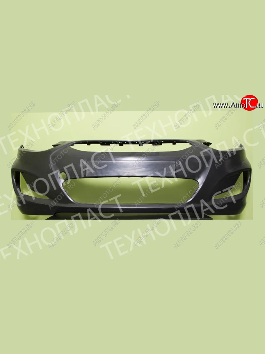 Передний бампер (с отверстиями под ПТФ) Технопласт Hyundai Solaris RBr седан дорестайлинг (2010-2014)  в Перми Пермском крае