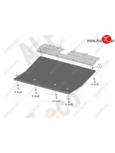 Защита картера двигателя и КПП (V-2,4; 3,3; 3,8; 2,5d; 2,8d) Alfeco (Алюминий 4 мм) Chrysler Voyager RG минивэн дорестайлинг (2000-2004)