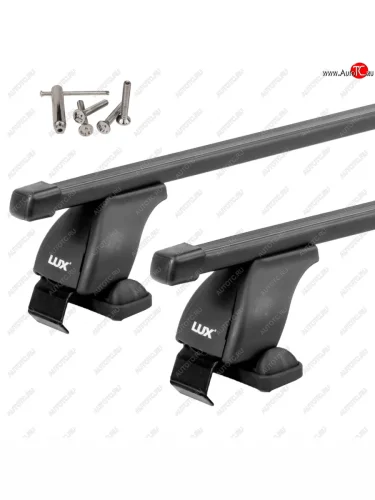 Багажник на крышу без рейлингов в сборе LUX1 (поперечины прямоугольные 110 см (цвет черный), с болтами секретками) Peugeot 206  седан (2006-2009) 2B рестайлинг