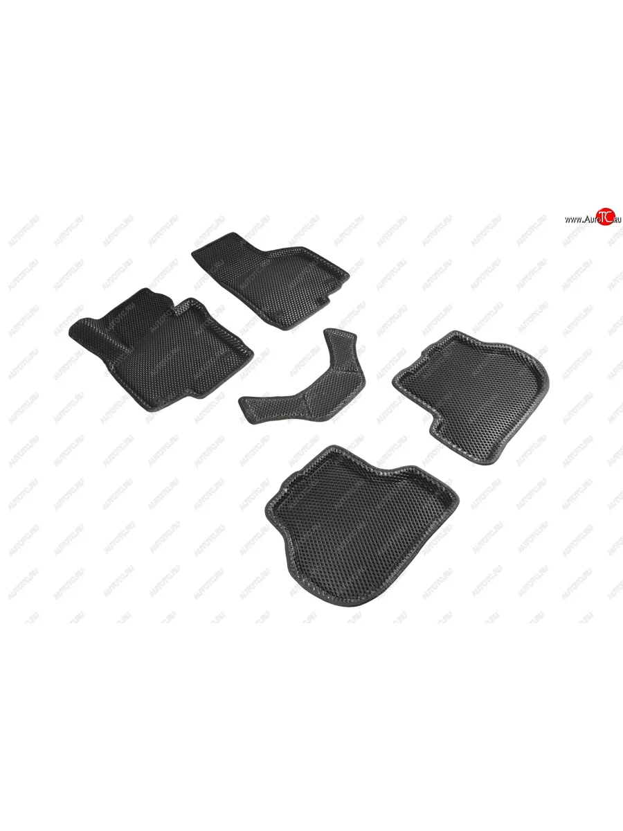 Коврики в салон EVA (3D, ромб, чёрные) Seintex Seat Leon 1P хэтчбэк 5 дв. дорестайлинг (2005-2009)  с доставкой в г. Пермь