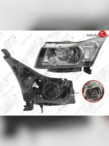 Левая фара (с электрокорректором) DEPO Chevrolet Cruze J305 хэтчбек дорестайлинг (2009-2012)