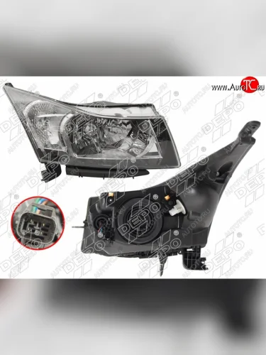 Левая фара (с электрокорректором) DEPO Chevrolet Cruze J305 хэтчбек дорестайлинг (2009-2012)