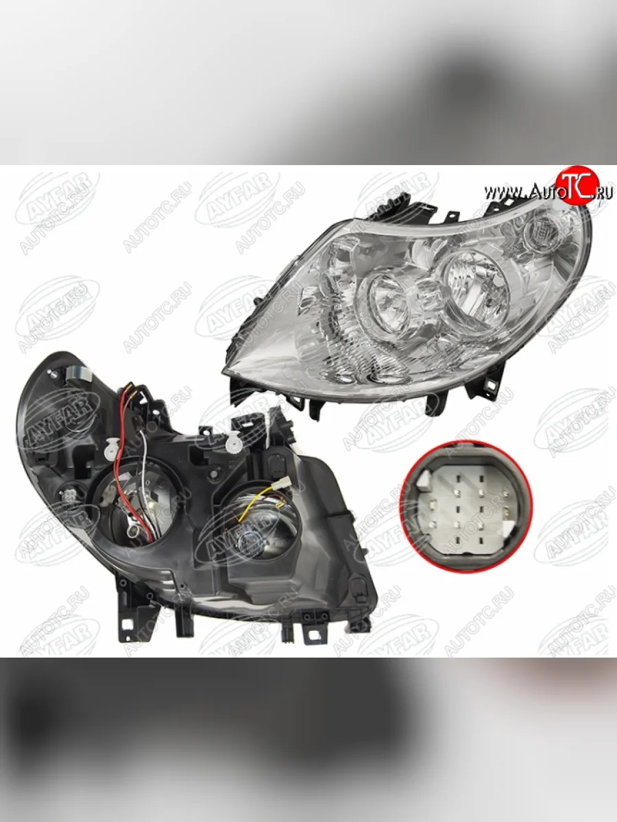 Левая фара (c электрокорректором, 8 контактов, белый разъём) AYFAR Fiat Ducato 250 (2006-2014)  в Самаре Самарской области