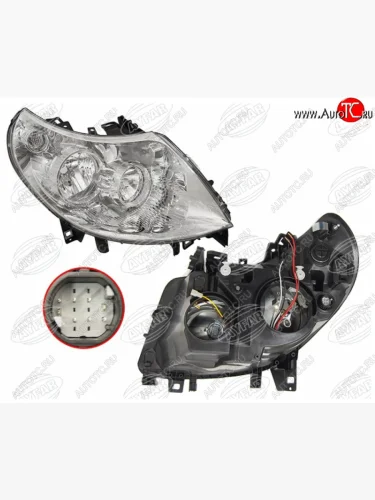 Правая фара (c электрокорректором, 8 контактов, белый разъём) AYFAR Fiat Ducato 250 (2006-2014)