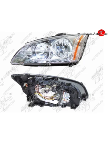 Левая фара (хром) DEPO Ford Focus 2 хэтчбэк 3 дв. дорестайлинг (2004-2007)