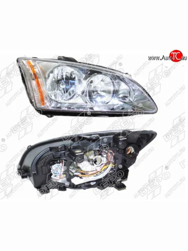 Правая фара (хром) DEPO Ford Focus 2 хэтчбэк 3 дв. дорестайлинг (2004-2007)