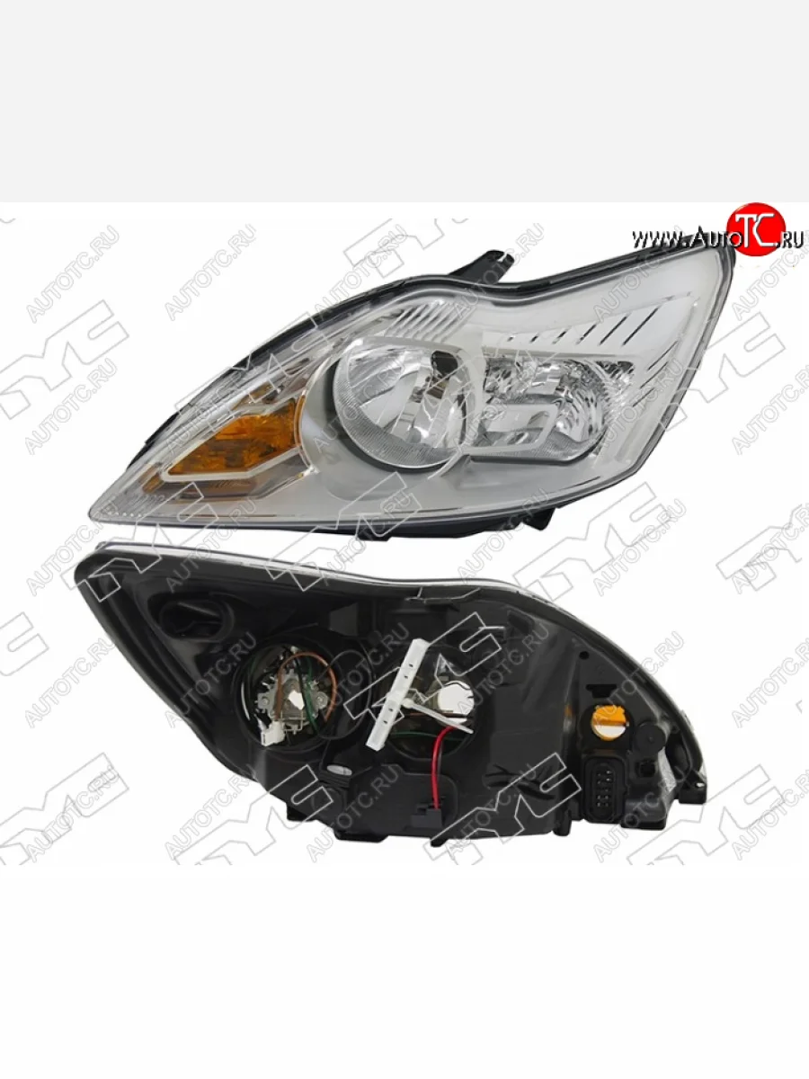 Левая фара (хром, с электрокорректором) TYC Ford Focus 2 хэтчбэк 3 дв. рестайлинг (2007-2011)  с доставкой в г. Керчь