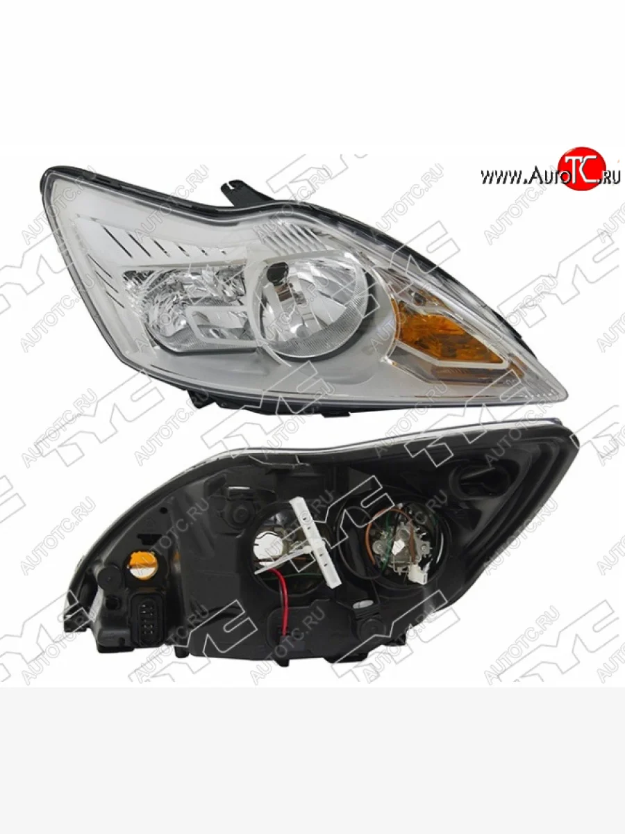 Правая фара (хром, с электрокорректором) TYC Ford Focus 2 хэтчбэк 3 дв. рестайлинг (2007-2011)  с доставкой в г. Керчь