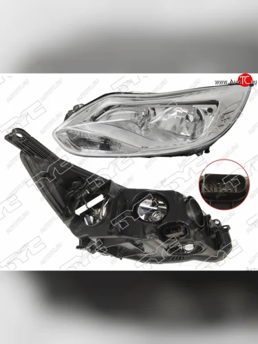 Левая фара (галоген, c корректором) TYC Ford Focus 3 хэтчбэк дорестайлинг (2010-2015)