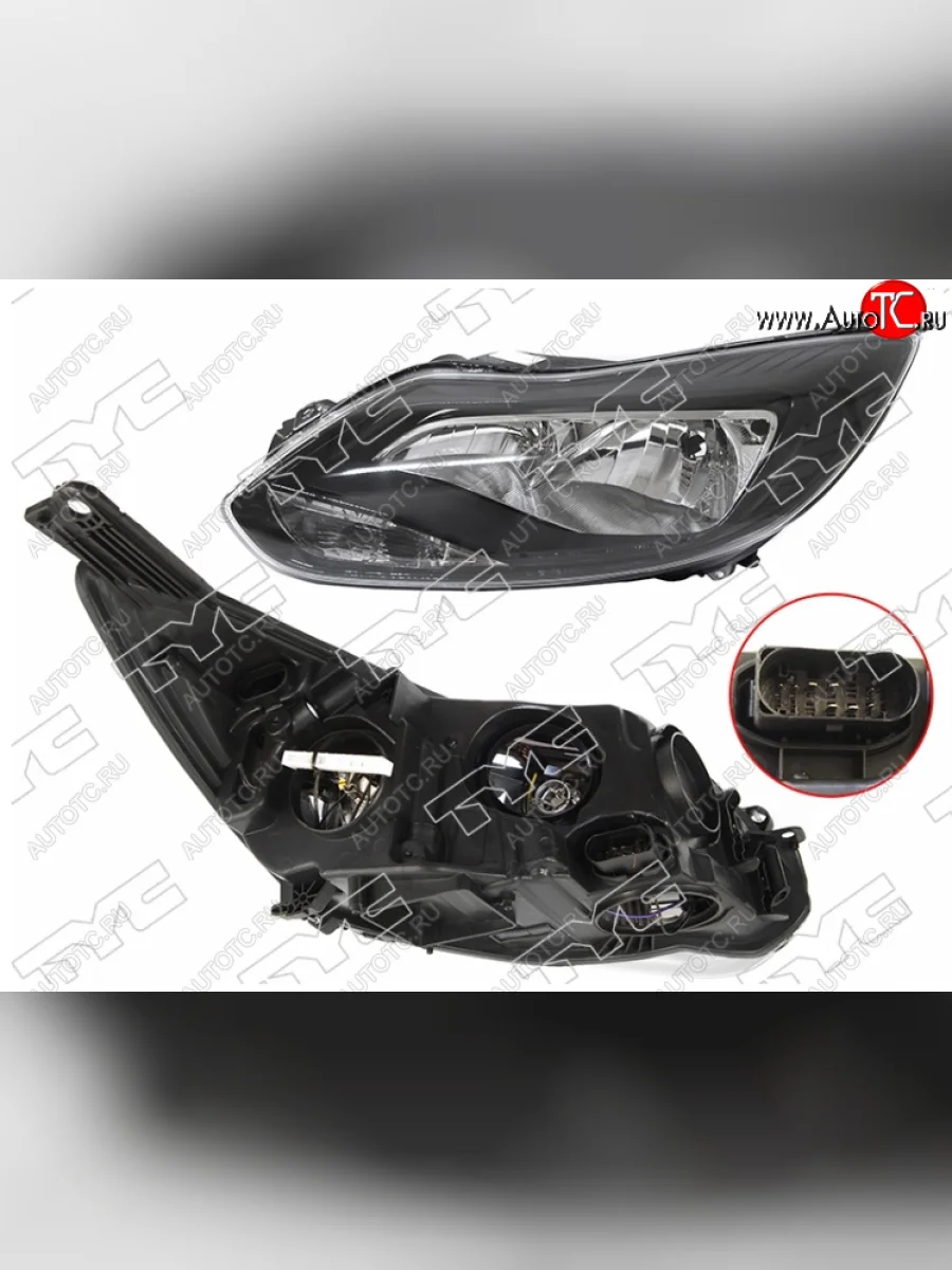 Левая фара (чёрная, с корректором) TYC Ford Focus 3 хэтчбэк дорестайлинг (2010-2015)  с доставкой в г. Пермь
