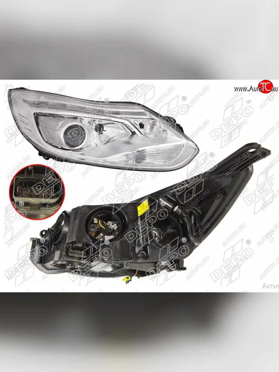 Правая фара (под ксенон, ДХО , c корректором) DEPO Ford Focus 3 хэтчбэк дорестайлинг (2010-2015)  с доставкой в г. Пермь