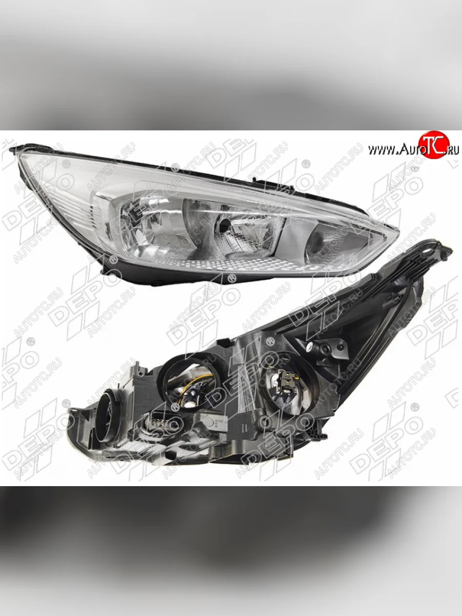 Правая фара (хром, с электрокорректором) DEPO Ford Focus 3 седан рестайлинг (2014-2019)  с доставкой в г. Керчь