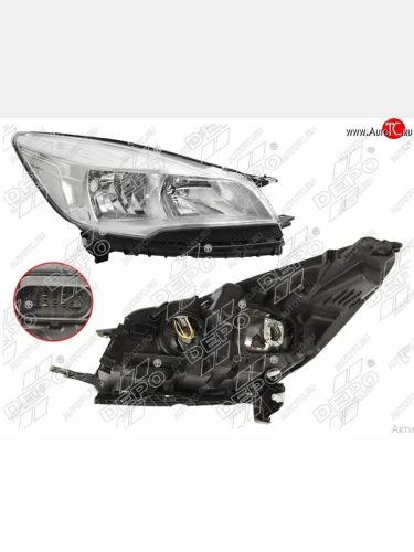 Правая фара (галоген, с корректором) DEPO Ford Kuga 2 дорестайлинг (2013-2016)