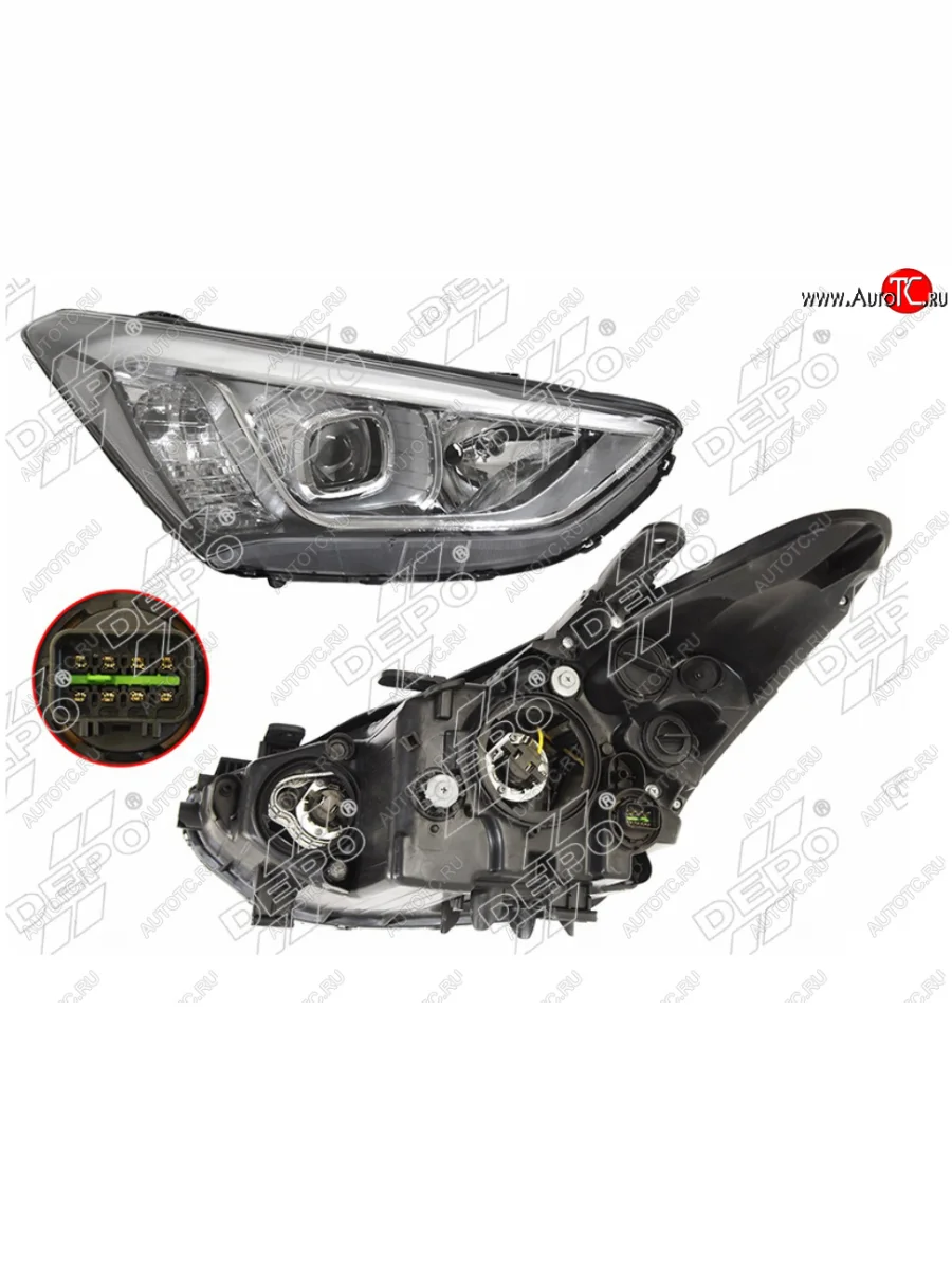 Правая фара (галоген, под корректор) DEPO Hyundai Santa Fe DM дорестайлинг (2012-2016)  в Керчи Республика Крым