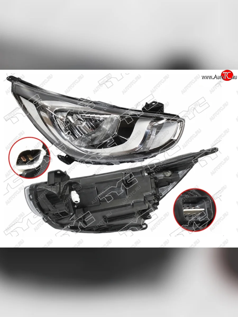 Правая фара (с электрокорректором) TYC Hyundai Solaris RBr седан дорестайлинг (2010-2014)  с доставкой в г. Керчь