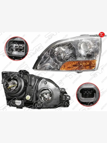 Левая фара (с электрокорректором) TYC KIA Sorento BL рестайлинг (2006-2010)