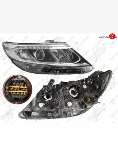 Правая фара (галоген, ДХО, под корректор) DEPO KIA Sorento XM рестайлинг (2012-2015)