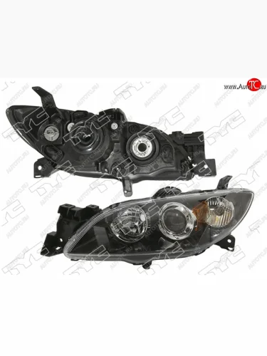 Левая фара (под электрокорректор, Евросвет) TYC Mazda 3/Axela BK дорестайлинг седан (2003-2006)