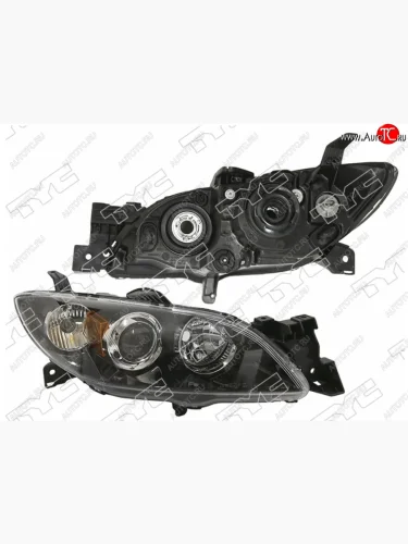 Правая фара (под электрокорректор, Евросвет) TYC Mazda 3/Axela BK дорестайлинг седан (2003-2006)