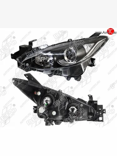 Левая фара (под электрокорректор, Евросвет) DEPO Mazda 3/Axela BM дорестайлинг, хэтчбэк (2013-2016)