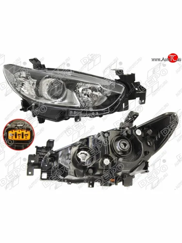 Правая фара (галоген, под корректор, Евросвет) DEPO Mazda 6 GJ дорестайлинг седан (2012-2015)