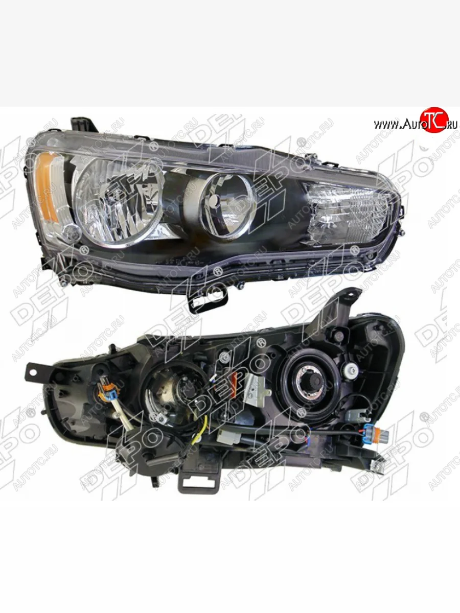 Правая фара (под электрокорректор, Евросвет) DEPO Mitsubishi Lancer 10 CY седан рестайлинг (2011-2017)  в Керчи Республика Крым