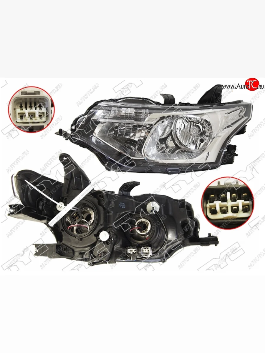 Левая фара (галоген, с электрокорректором, Евросвет) TYC Mitsubishi Outlander GF дорестайлинг (2012-2014)  в Перми Пермском крае