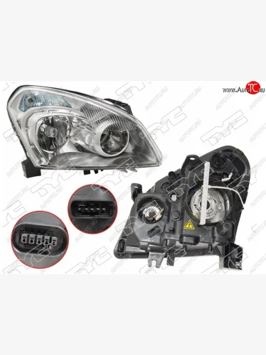 Правая фара (под ксенон, под электрокорректор, Евросвет) TYC Nissan Dualis J10 дорестайлинг (2007-2009)