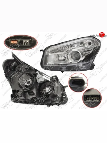 Левая фара (ксенон, с электрокорректором, Евросвет) TYC Nissan Qashqai 1 J10 рестайлинг (2010-2013)