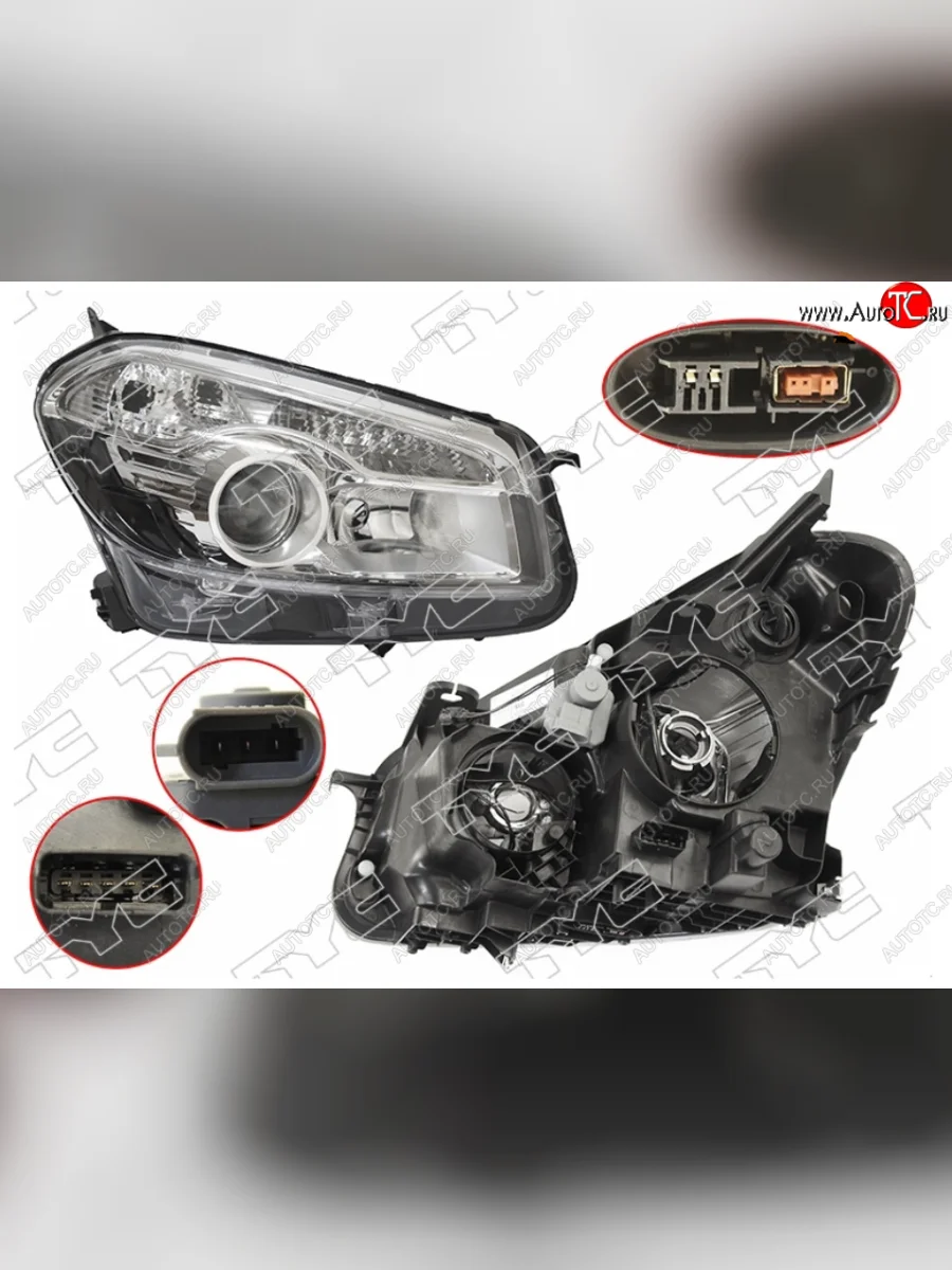 Правая фара (ксенон, с электрокорректором, Евросвет) TYC Nissan Qashqai +2 1 J10 рестайлинг (2010-2014)  в Перми Пермском крае