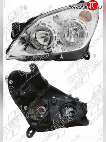 Левая фара (хром, с электрокорректором) DEPO Opel Astra H универсал рестайлинг (2007-2015)