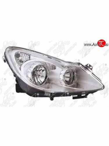 Правая фара (хром) DEPO Opel Corsa D дорестайлинг, хэтчбэк 3 дв. (2006-2010)
