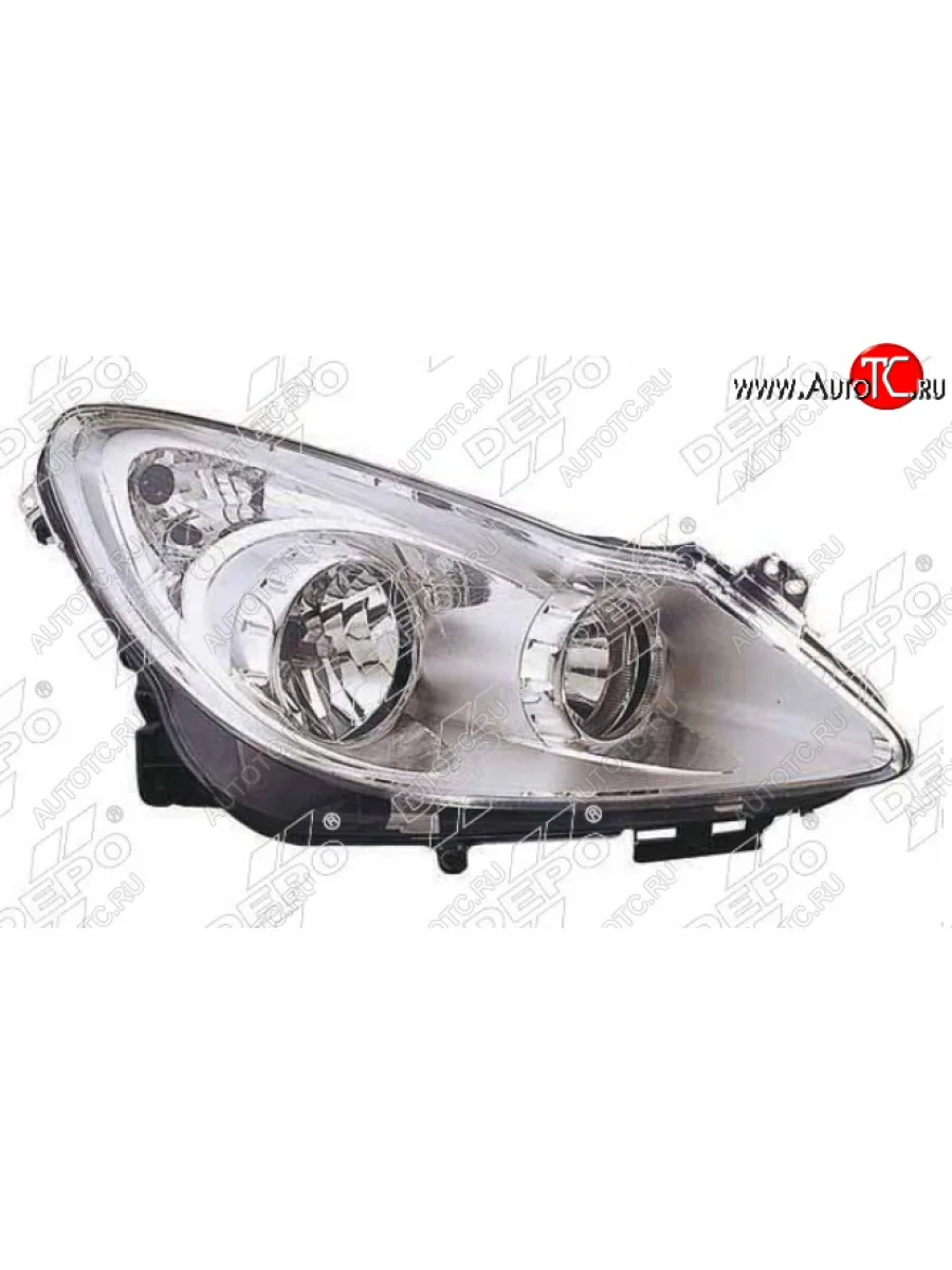 Правая фара (хром) DEPO Opel Corsa D дорестайлинг, хэтчбэк 3 дв. (2006-2010)  в Керчи Республика Крым