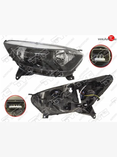 Правая фара (чёрная, с электрокорректором) TYC Renault Kaptur дорестайлинг (2016-2020)