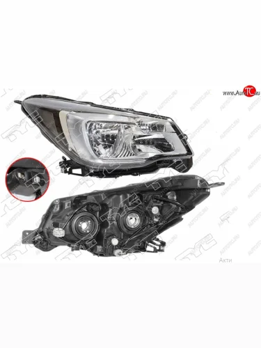 Правая фара (галоген, с электрокорректором, Евросвет) TYC Subaru Forester SJ рестайлинг (2016-2019)