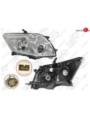 Правая фара (под электрокорректор, Евросвет) DEPO Toyota Auris E150 хэтчбэк 5 дв. дорестайлинг (2006-2010)