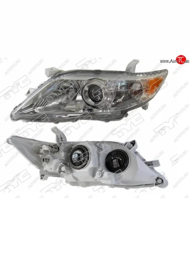 Левая фара (не ксенон, без корректора, тёмная, Евросвет) TYC Toyota Camry XV40 рестайлинг (2009-2011)