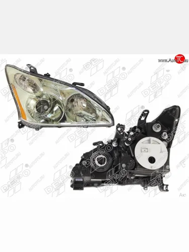 Правая фара (линза, под штатный ксенон D2S, Евросвет) DEPO Lexus RX330 XU30 (2003-2006)