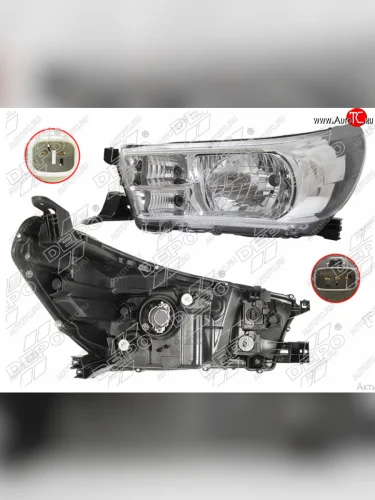 Левая фара (галоген под корректор) DEPO Toyota Hilux Revo (2015-2018) Double Cab дорестайлинг