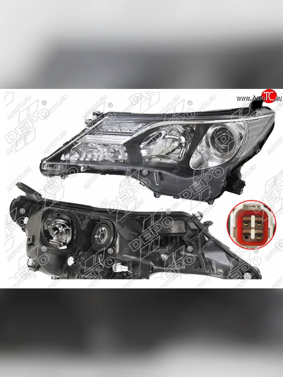 Левая фара (галоген, LED, с электрокорректором, Евросвет) DEPO Toyota RAV4 XA40 5 дв. дорестайлинг (2012-2015)  в Самаре Самарской области